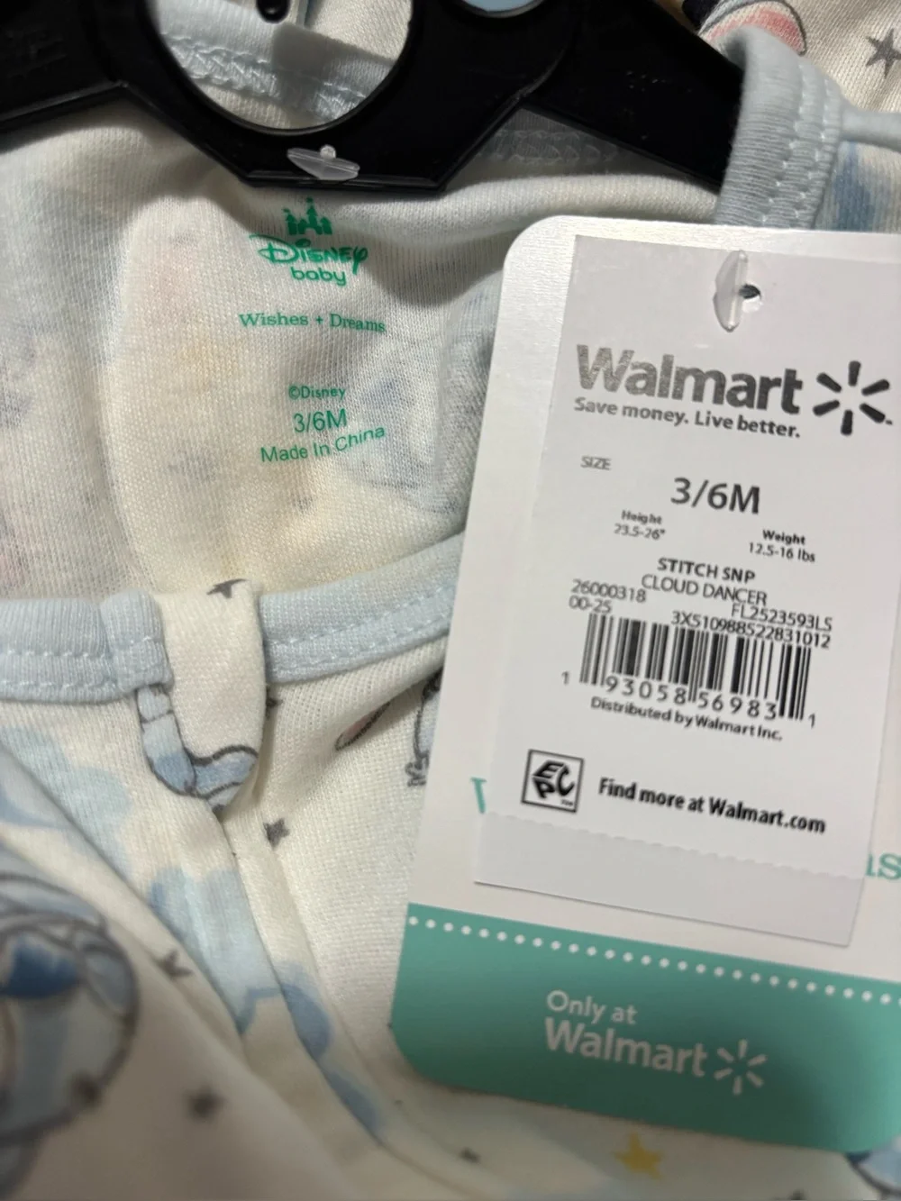 Disney Baby Stitch Pajamas Size 3-6M